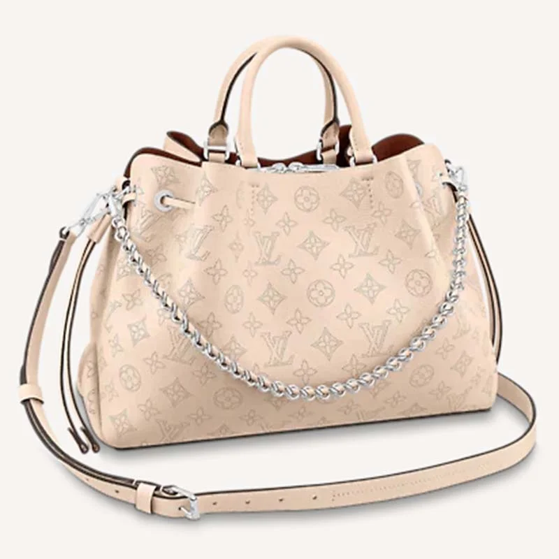 Louis Vuitton tote bags with a water - resistant coating for outdoor useLouis Vuitton LV Women Bella Tote Crème Beige Mahina Perforated Calfskin Calf