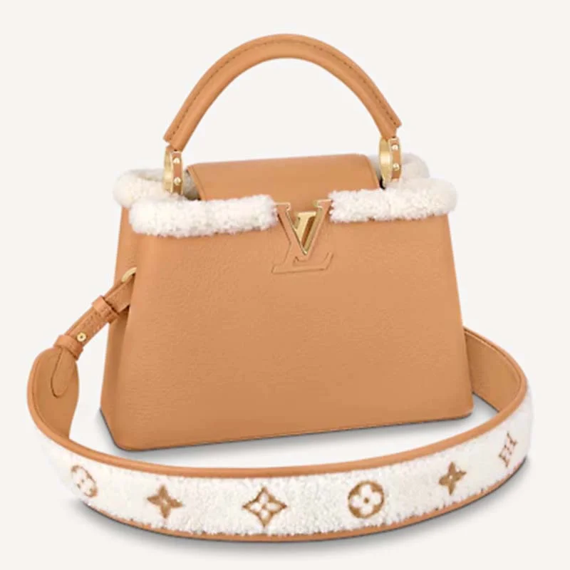 Louis Vuitton Twist bags with the iconic LV - turnlock closureLouis Vuitton LV Women Capucines BB Bag Arizona Taurillon Leather Shearling