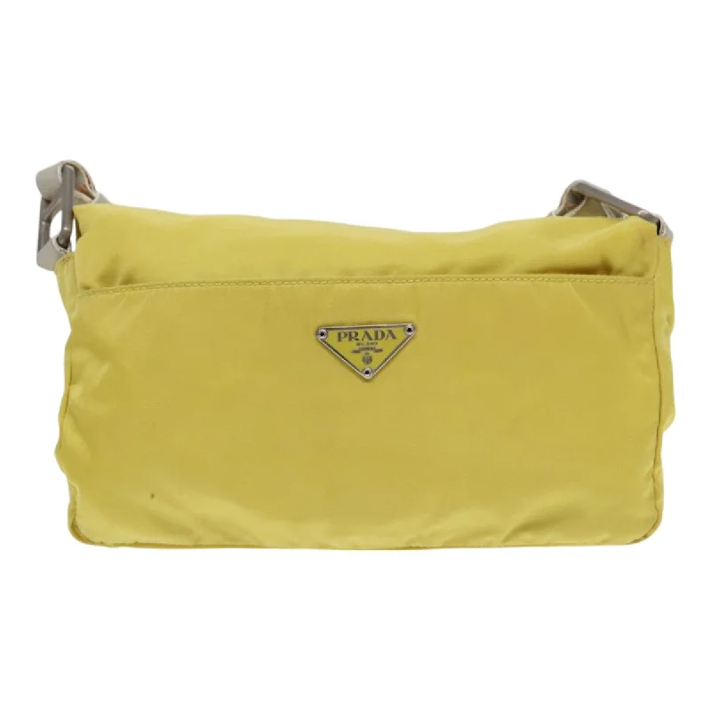 Prada bags with a zip - top closure and multiple interior pockets for organizationPRADA Shoulder Bag Nylon Yellow Silver  88093