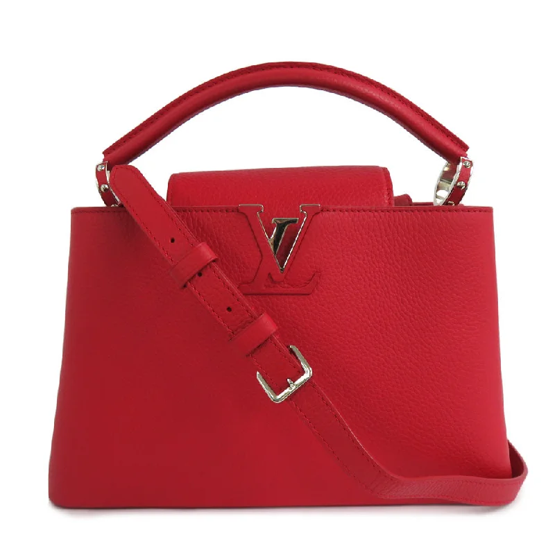 Ladies Louis Vuitton Petite Malle bags in a pastel color for a soft lookLouis Vuitton Capsine PM M42237 Ru Red Handbag 2WAY High-end  Leather Silver