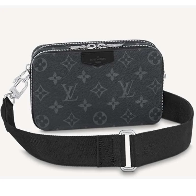 Louis Vuitton tote bags with a double - handle and shoulder - strap optionLouis Vuitton LV Unisex Alpha Wearable Wallet Monogram Eclipse Coated Canvas Cowhide