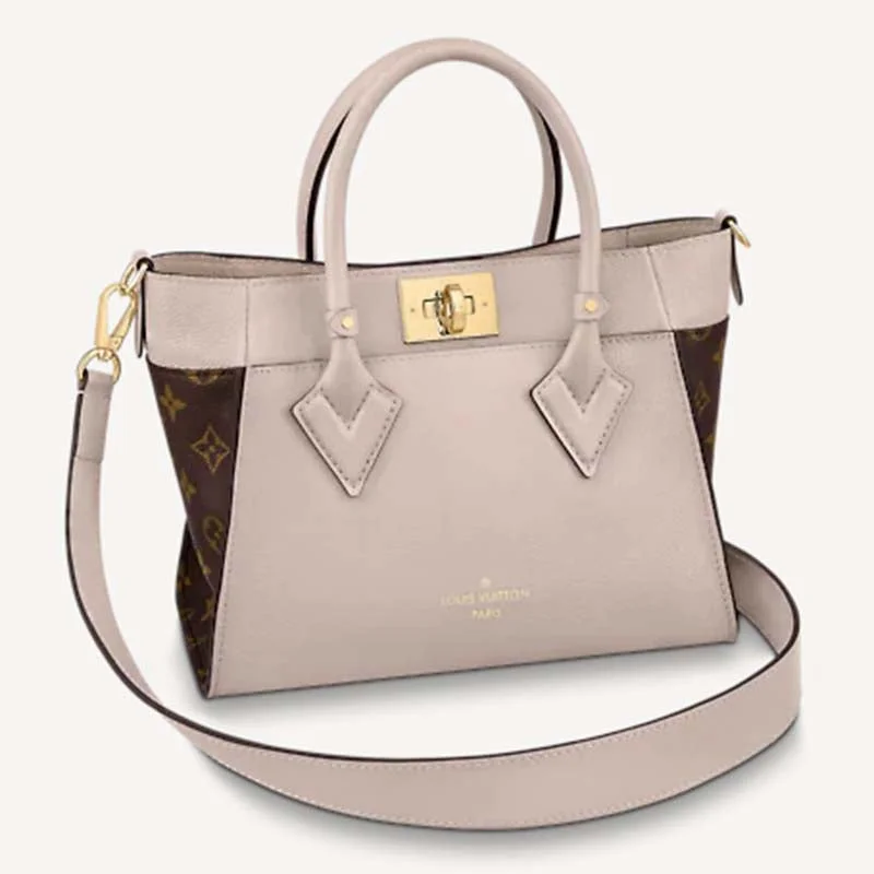 Louis Vuitton Alma bags with a leather - wrapped handle for a luxurious feelLouis Vuitton LV Women On My Side PM Handbag Greige Monogram Coated Canvas Calf