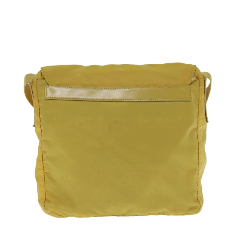 Prada Cahier bags featuring the signature triangular logo plaquePRADA Shoulder Bag Nylon Yellow  ac2531