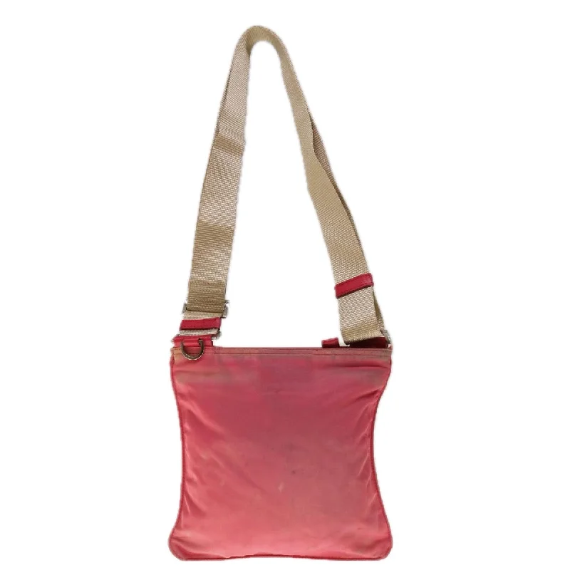 Prada Cahier bags featuring the signature triangular logo plaquePRADA Shoulder Bag Nylon Pink  66131