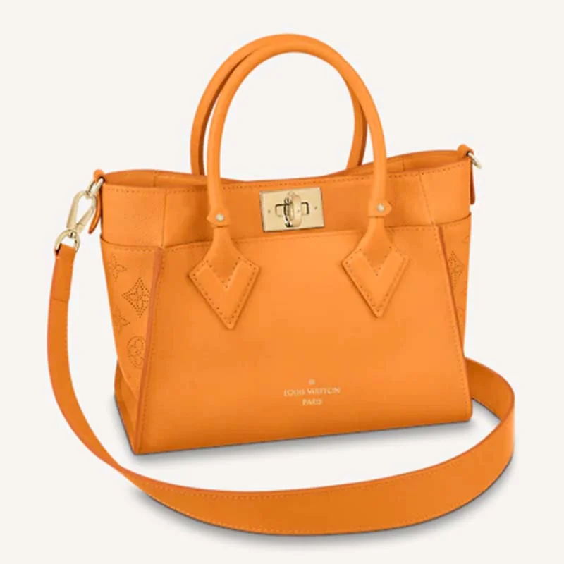 Louis Vuitton bags with a chain - link trim and a leather body for a modern edgeLouis Vuitton LV Women On My Side PM Handbag Orange Monogram Coated Canvas Calf