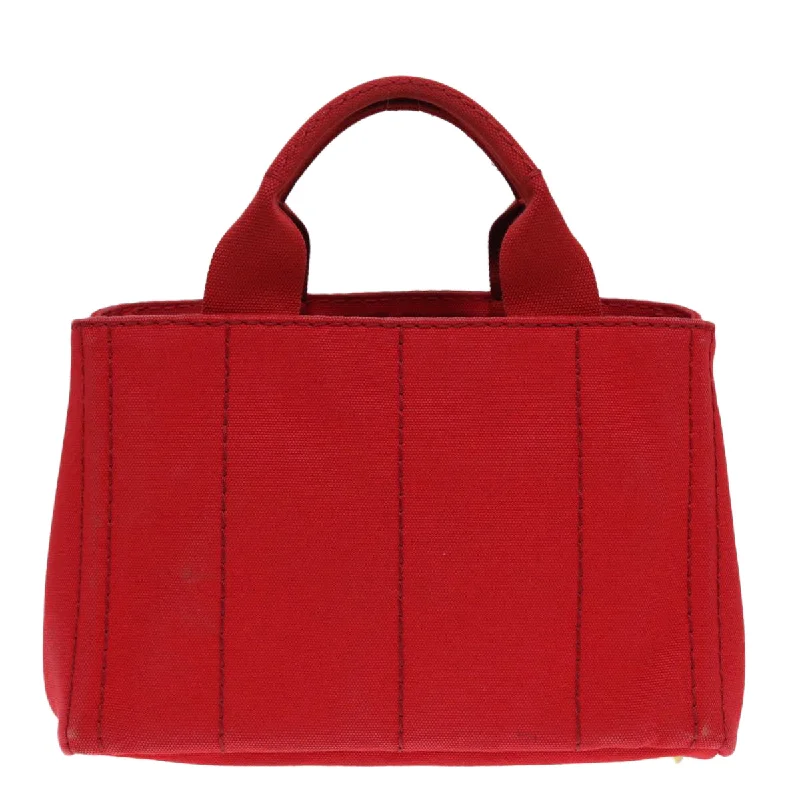 Prada handbags with a beaded trim for a touch of glamour and elegancePRADA Canapa PM Hand Bag Canvas Red Gold  88510