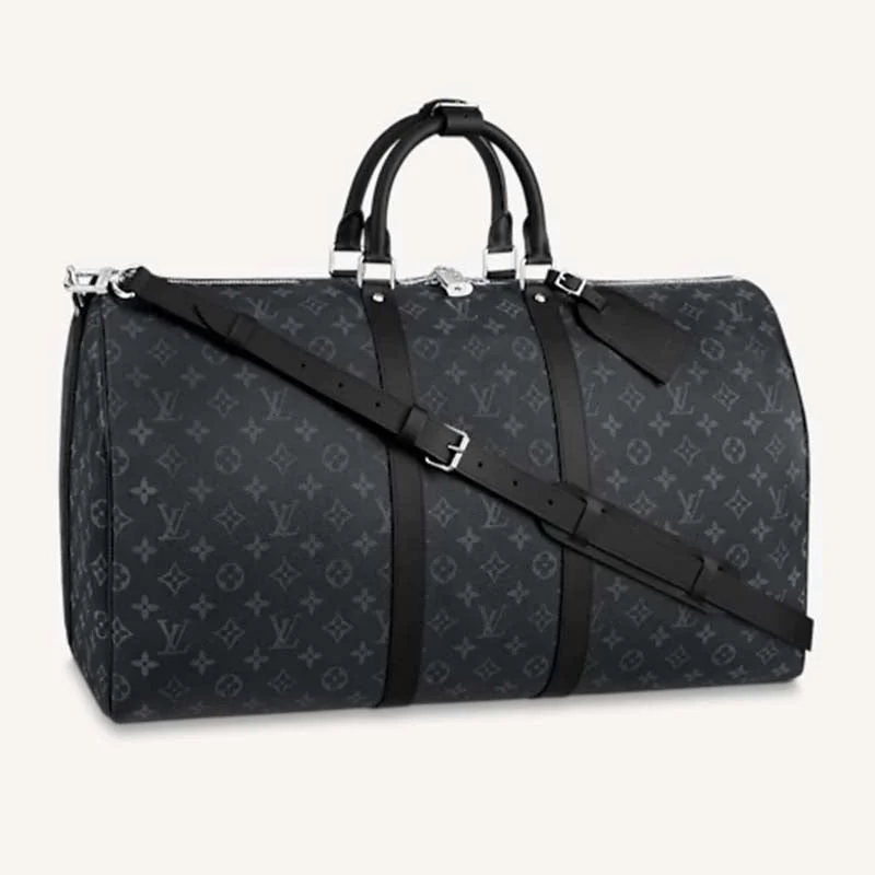 Louis Vuitton bags with a zip - around closure for enhanced securityLouis Vuitton LV Unisex Keepall Bandoulière 55 Travel Bag Coated Canvas Cowhide