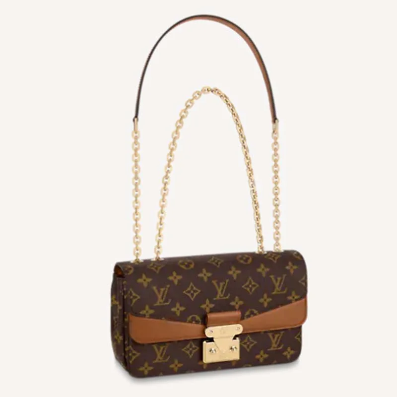 Louis Vuitton tote bags with a printed LV logo on the front for brand visibilityLouis Vuitton LV Women Marceau Brown Monogram Coated Canvas Cowhide Leather