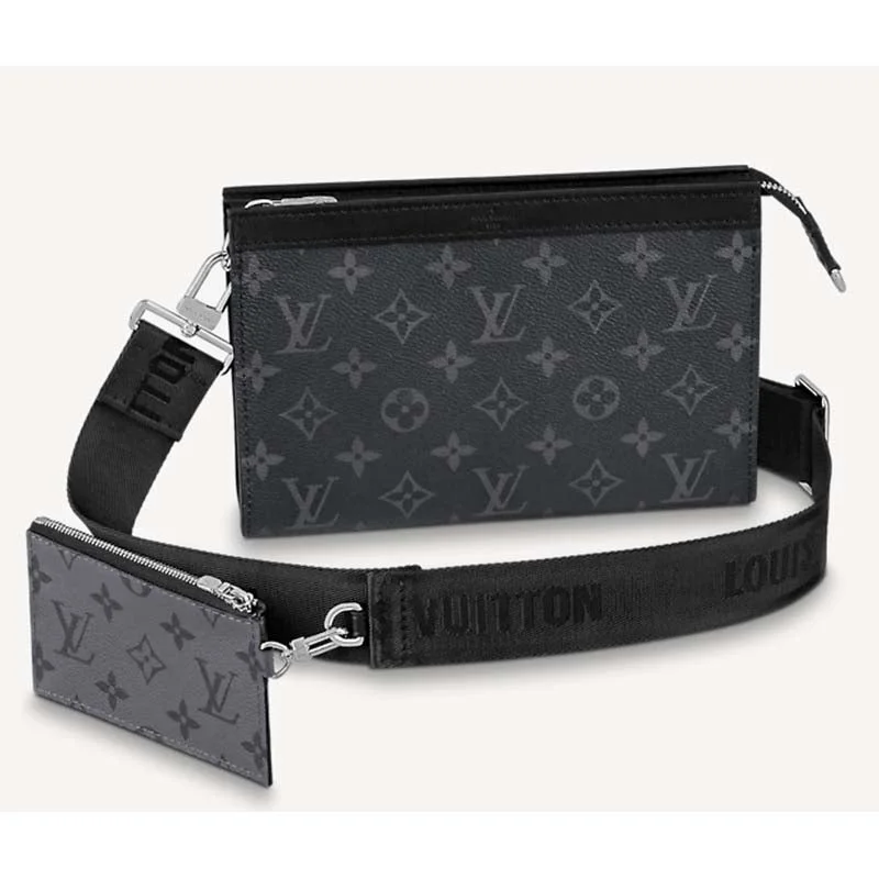 Louis Vuitton bags with a front - zip pocket for small items like keysLouis Vuitton LV Unisex Gaston Wearable Wallet Monogram Eclipse Reverse Coated Canvas