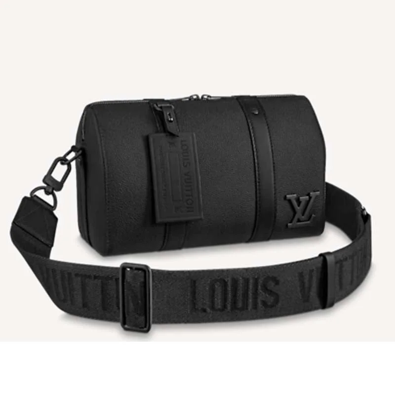 Louis Vuitton backpacks with a padded laptop compartment for travelLouis Vuitton LV Unisex City Keepall Bag Black Aerogram Grained Calf Cowhide