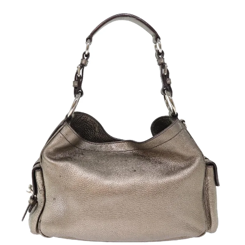 Ladies Prada shoulder bags with a single - handle design for simplicityPRADA Shoulder Bag Leather Silver  ep4586