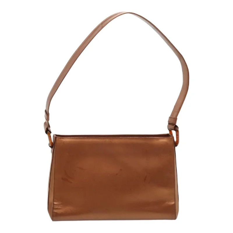 Ladies Prada Galleria bags with gold - toned hardware for a luxurious touchPRADA Shoulder Bag Patent leather Bronze Silver  85623