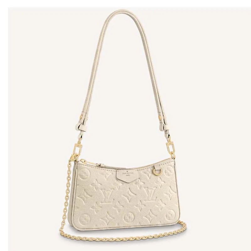 Ladies Louis Vuitton shoulder bags with a magnetic - closure flap for easeLouis Vuitton LV Women Easy Pouch On Strap White Monogram Supple Grained Cowhide