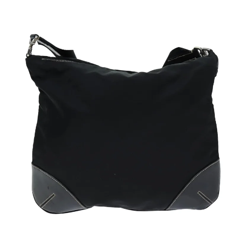 Prada bags with a detachable mobile phone holder for on - the - go conveniencePRADA Shoulder Bag Nylon Black  ep4328