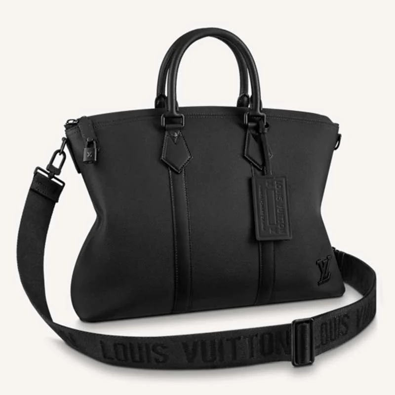 Louis Vuitton bags with a front - zip pocket for small items like keysLouis Vuitton LV Unisex Lock It Tote Bag Black Grained Calf Cowhide Leather