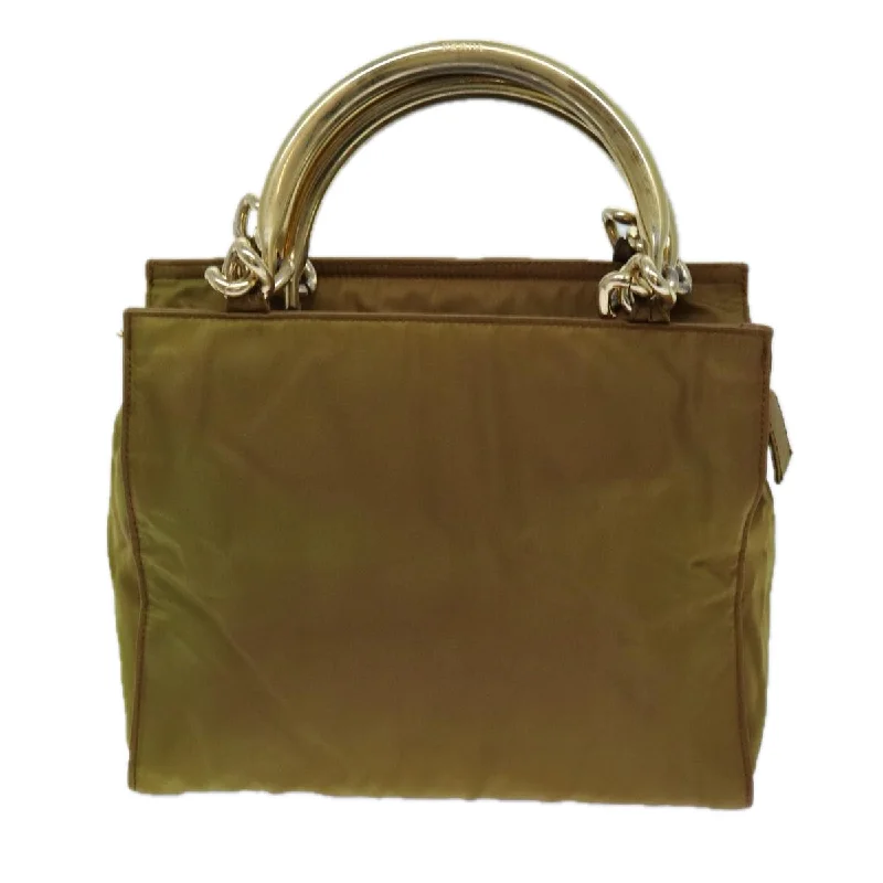 Ladies Prada shoulder bags with a single - handle design for simplicityPRADA Chain Hand Bag Nylon Khaki  70956