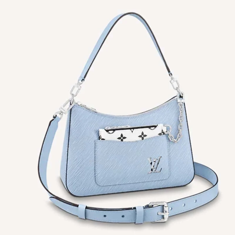 Louis Vuitton handbags with a back - zip pocket for storing valuablesLouis Vuitton LV Women Marelle Handbag Blue Epi Grained Cowhide Leather Canvas