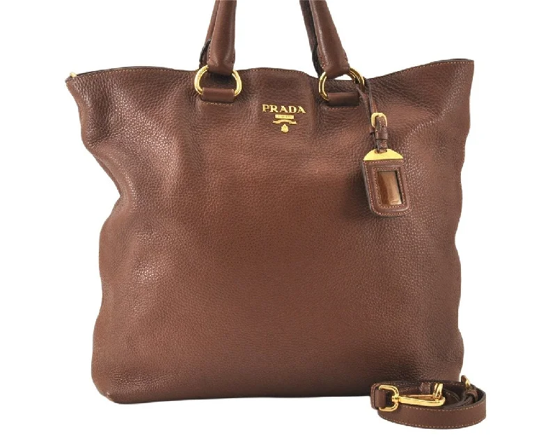 Prada Re - Edizione 2005 bags with a retro - inspired designAuthentic PRADA Vintage Leather 2Way Shoulder Tote Bag Brown 6687K