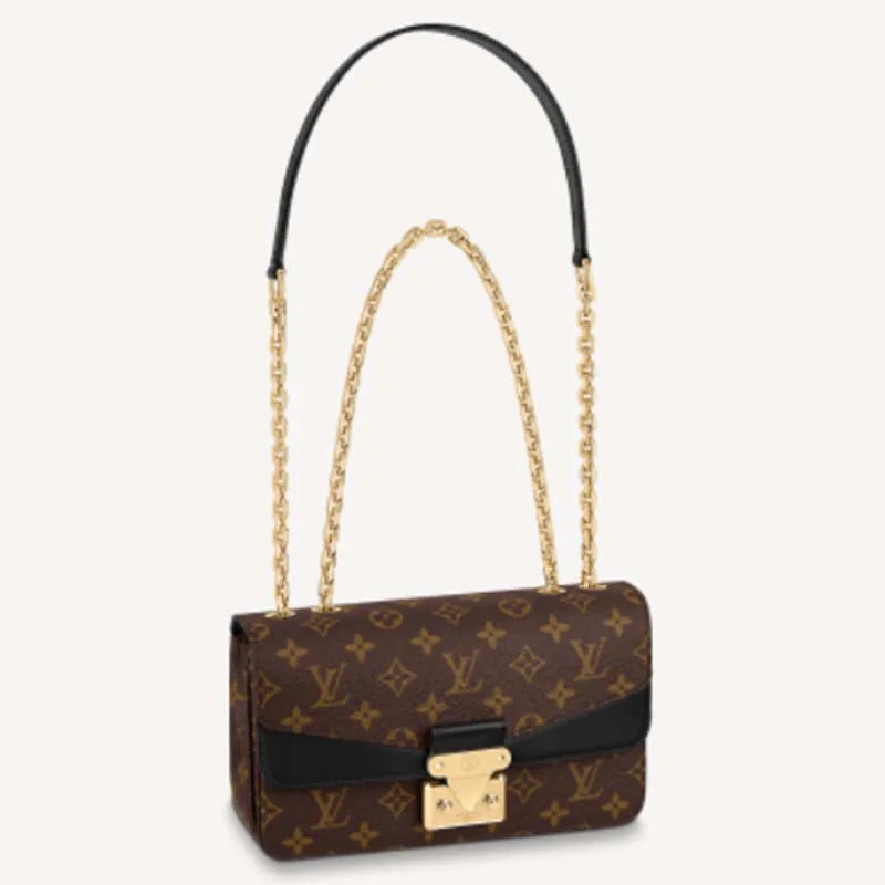 Louis Vuitton crossbody bags with a woven leather strap for textureLouis Vuitton LV Women Marceau Black Monogram Coated Canvas Cowhide Leather