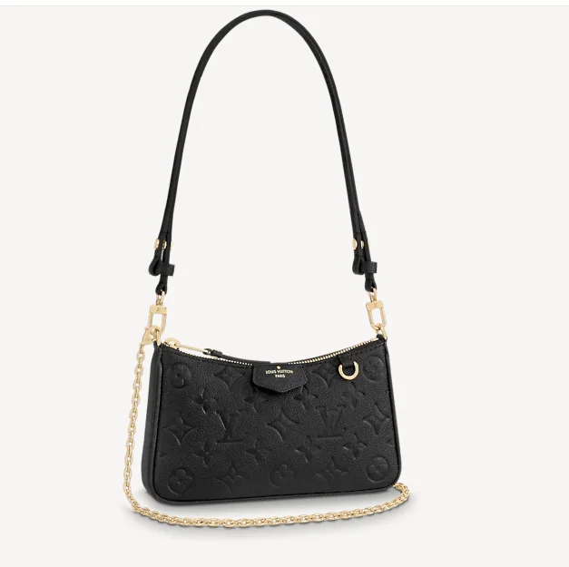 Louis Vuitton bags with a front - zip pocket for small items like keysLouis Vuitton LV Women Easy Pouch On Strap Black Monogram Supple Grained Cowhide