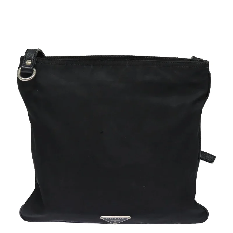 Prada bags with a back - zip pocket for storing valuables securelyPRADA Shoulder Bag Nylon Black  78263