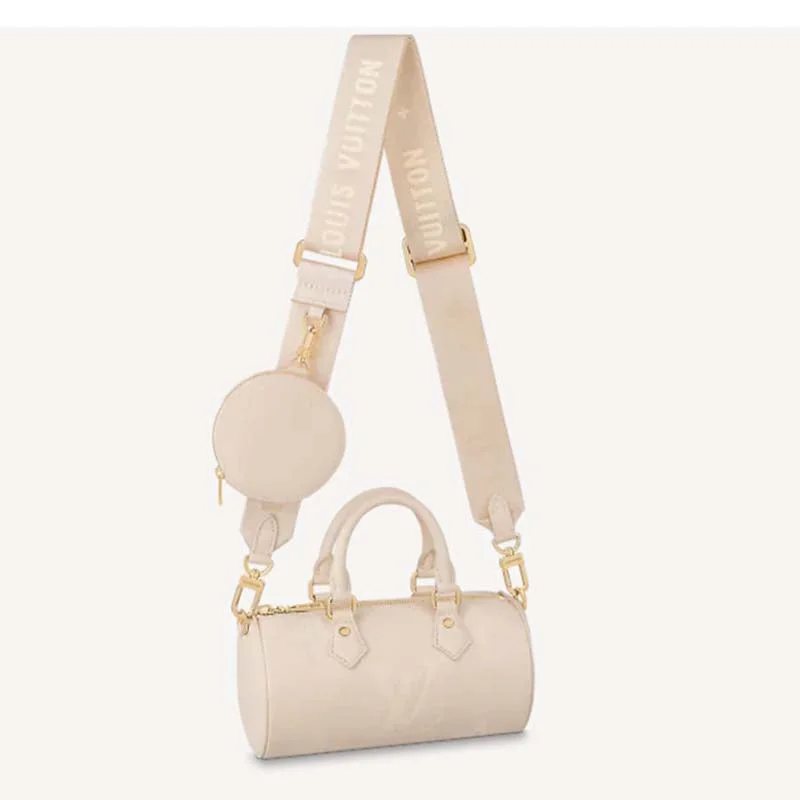 Louis Vuitton tote bags with a printed LV logo on the front for brand visibilityLouis Vuitton Women Papillon BB Bag Crème Beige Embossed Supple Grained Cowhide