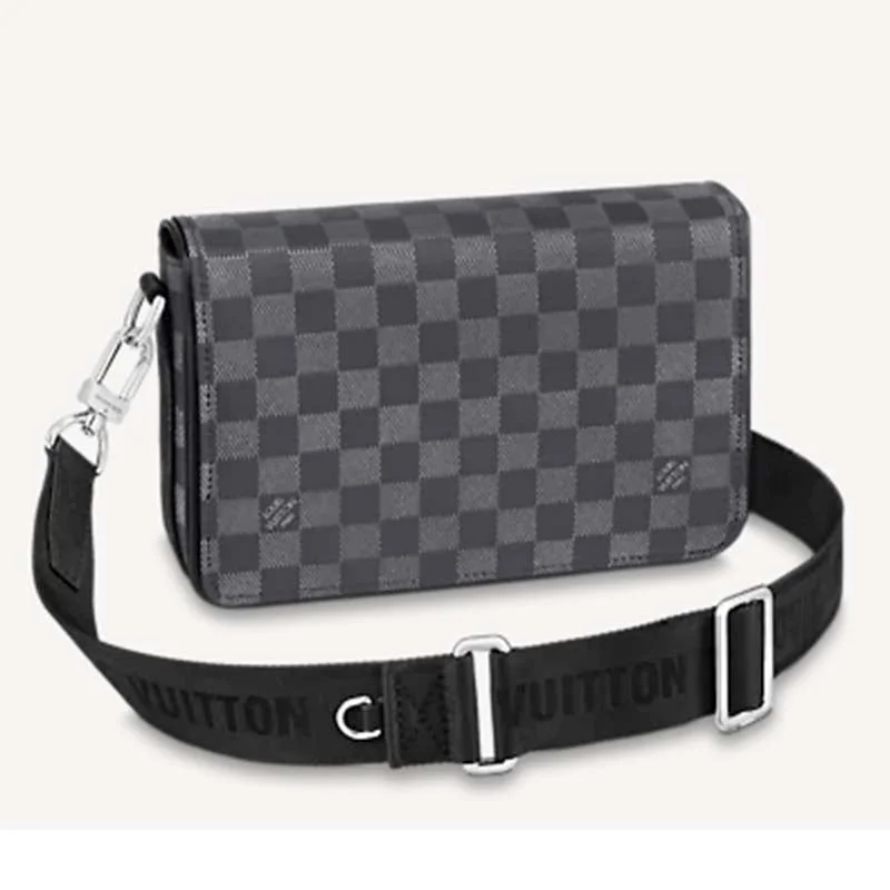 Louis Vuitton crossbody bags with adjustable shoulder straps for comfortLouis Vuitton LV Unisex Studio Messenger Onyx Damier Infini Leather Cowhide Leather