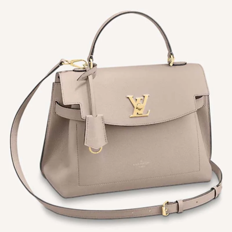 Louis Vuitton Twist bags with a crystal - embellished LV - turnlockLouis Vuitton LV Women Lockme Ever MM Handbag Beige Soft Grained Calfskin