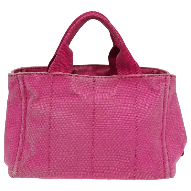 Ladies Prada shoulder bags with a tassel - adorned zipper for added charmPRADA Canapa PM Hand Bag Canvas Pink  bs16332