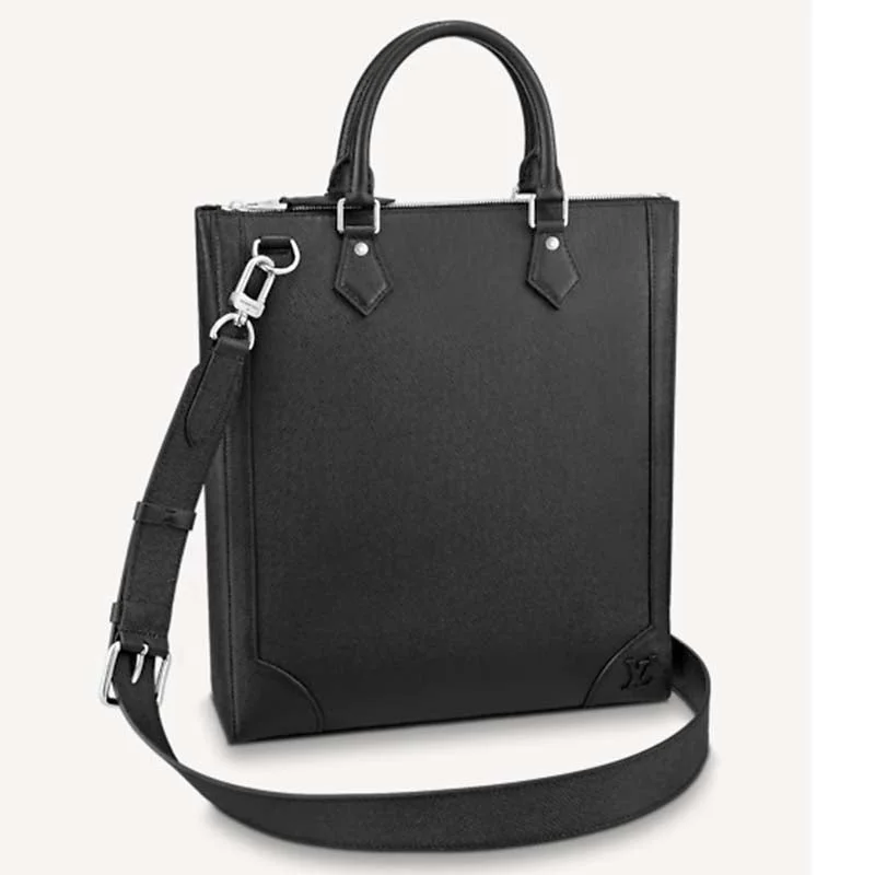 Ladies Louis Vuitton shoulder bags with a tassel decoration for charmLouis Vuitton LV Unisex Vertical Tote Black Taiga Cowhide Leather Textile Lining