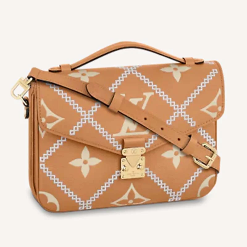 Ladies Louis Vuitton Capucines bags with gold - toned hardwareLouis Vuitton LV Women Pochette Metis Bag Embroidered Embossed Supple Grained Cowhide