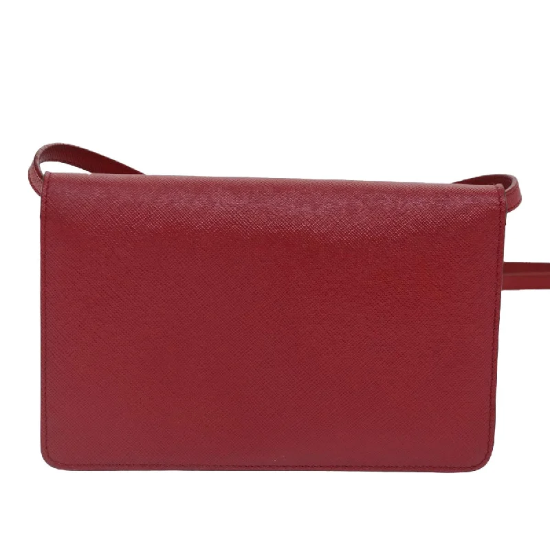 Prada bags with a detachable mirror inside for quick touch - upsPRADA Shoulder Long Wallet Safiano leather Red Gold  ep5211