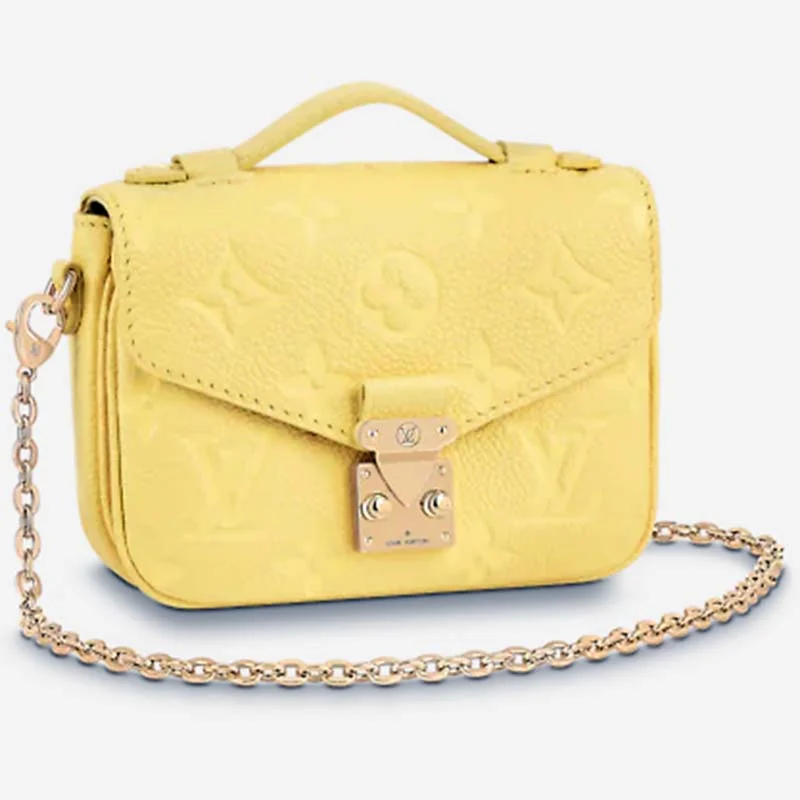 Louis Vuitton tote bags with a spacious interior and multiple pocketsLouis Vuitton LV Women Micro Métis Yellow Monogram Empreinte Embossed Supple Grained Cowhide