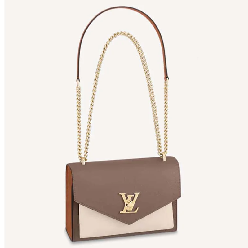 Ladies Louis Vuitton Capucines bags with a detachable shoulder strapLouis Vuitton LV Women Mylockme Chain Bag Smokey Brown Soft Grained Calfskin