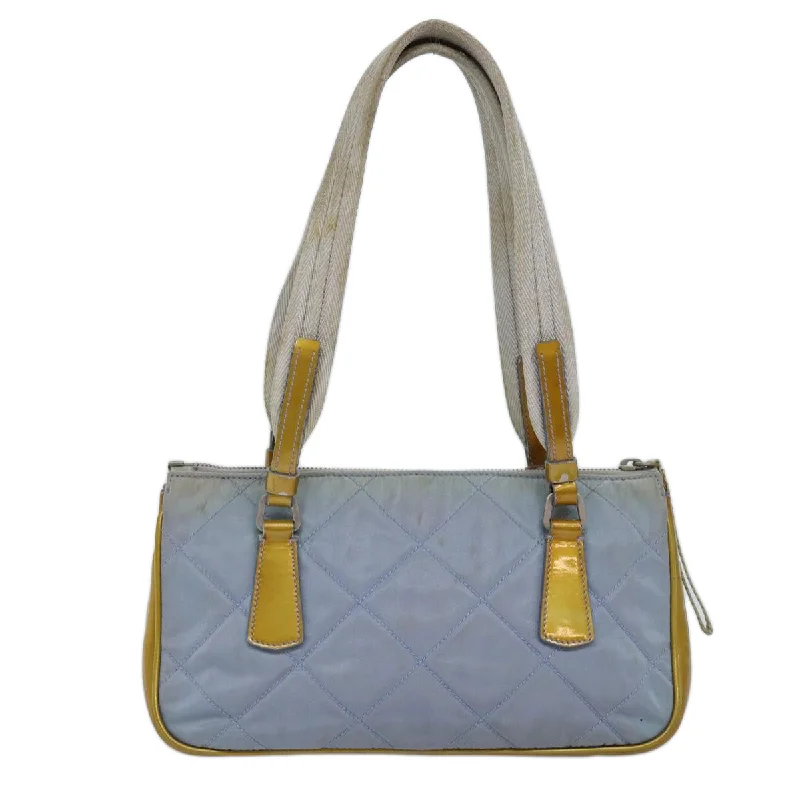 Prada Cahier bags featuring the signature triangular logo plaquePRADA Shoulder Bag Nylon Light Blue  75049