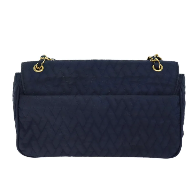 Ladies Prada Galleria bags with gold - toned hardware for a luxurious touchPRADA Chain Shoulder Bag Nylon Navy  73204