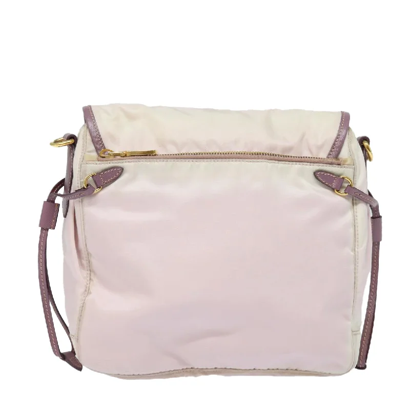 Prada bags with a snap - button closure and a decorative charm for a fashionable lookPRADA Shoulder Bag Nylon Pink  bs16348