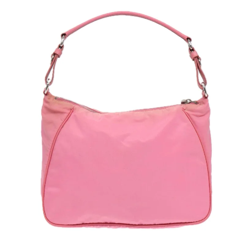 Prada handbags with a perforated leather detail for a unique and breathable designPRADA Shoulder Bag Nylon Pink Silver  86879