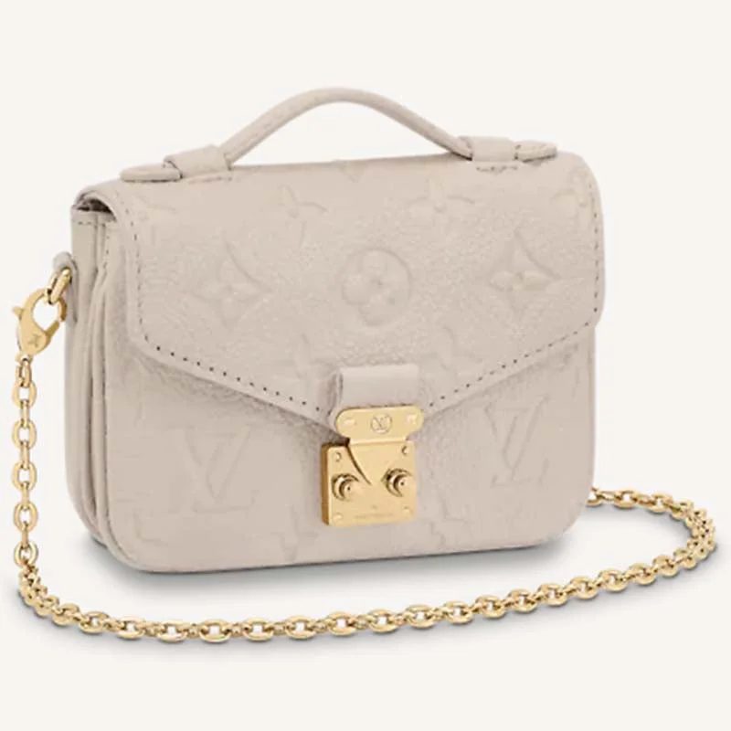 Ladies Louis Vuitton shoulder bags with a single - handle silhouetteLouis Vuitton LV Women Micro Métis Beige Monogram Empreinte Embossed Supple Grained Cowhide