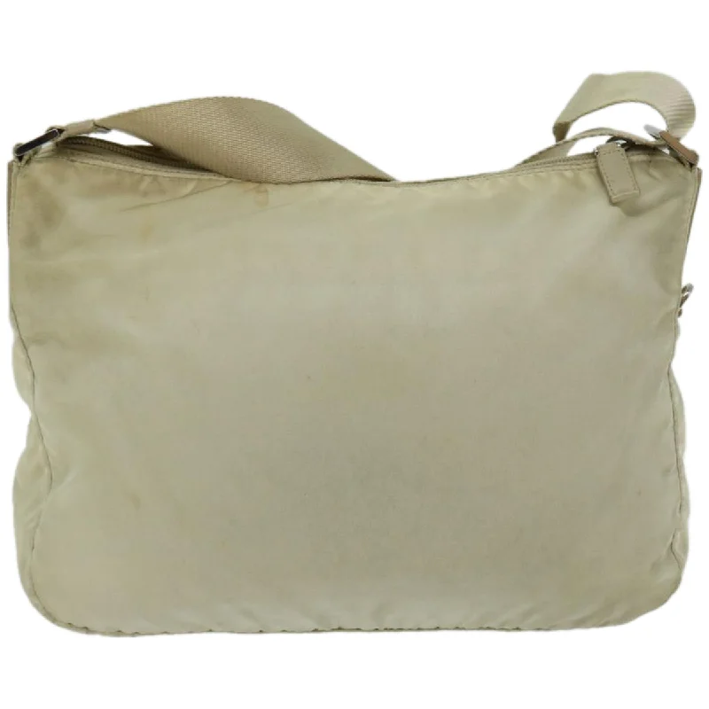 Prada Cleo bags with a crystal - embellished logo for added luxuryPRADA Shoulder Bag Nylon Beige  65376