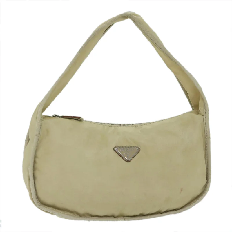 Prada bags with a zippered interior pocket for separating itemsPRADA Shoulder Bag Nylon Beige  bs10495