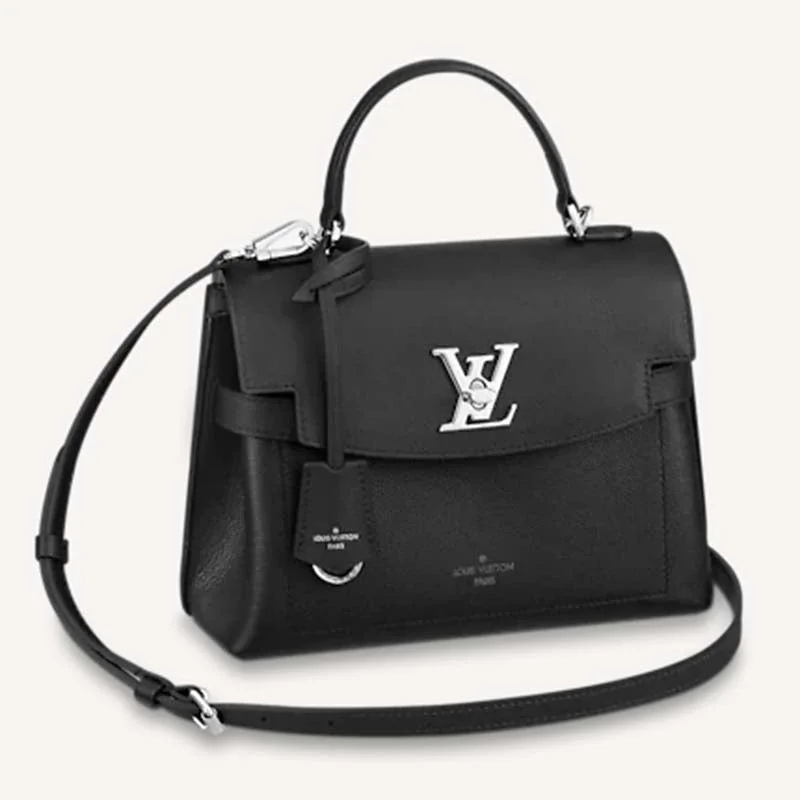 Louis Vuitton backpacks with a hidden back pocket for securityLouis Vuitton LV Women Lockme Ever BB Handbag Black Soft Calfskin