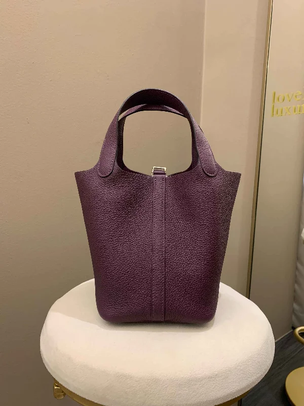 Hermes Bags with Adjustable Shoulder and Crossbody StrapsHermes Picotin Lock PM 18 Cassis Taurillon Maurice