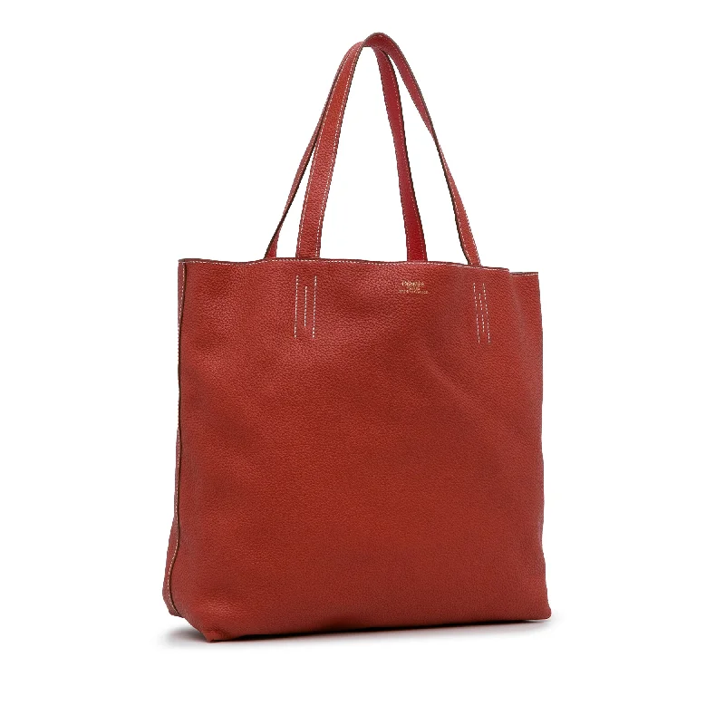 Stylish Hermes Kelly Bags with Custom - Engraved PlatesRed Hermes Clemence Double Sens 36 Tote Bag