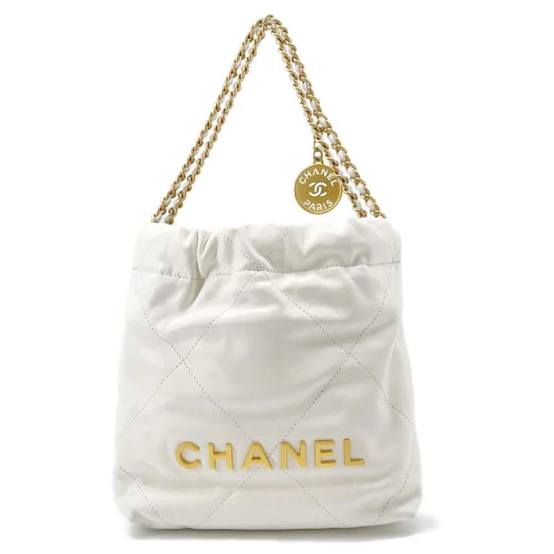 Chanel All - Match Handbag for Versatile StylingCHANEL Handbag 22 Coco Mark Shiny Calf Leather AS3980 2way White