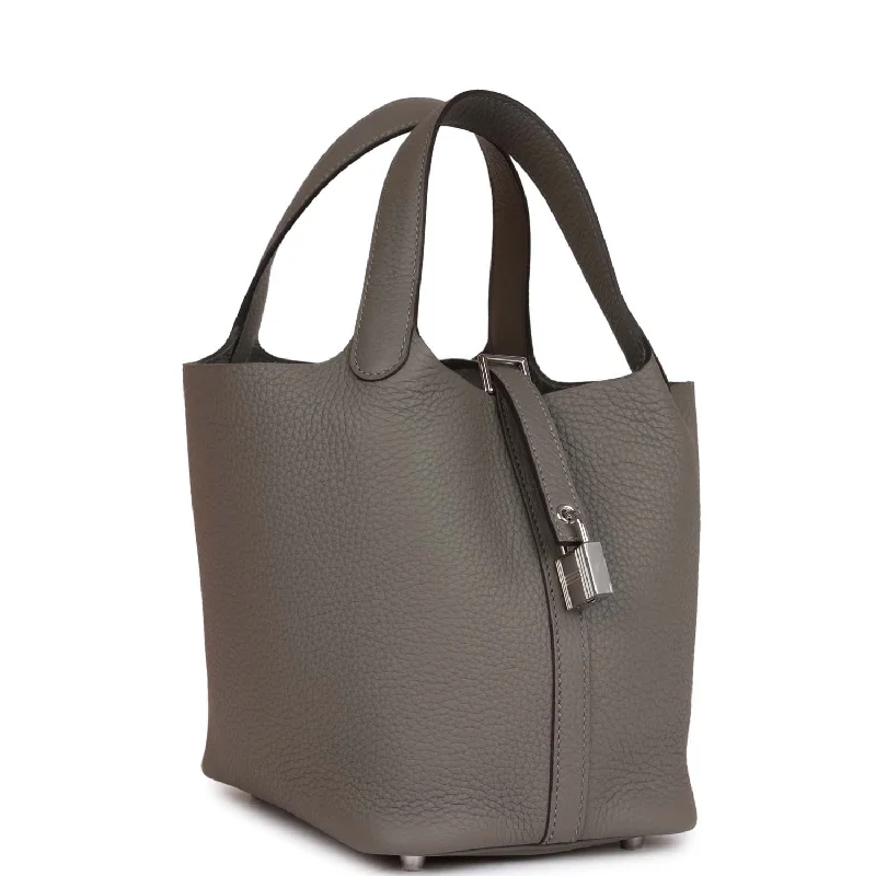 Easy - to - Clean Hermes Bags for Busy LifestylesHermes Picotin Lock 18 Gris Meyer Clemence Palladium Hardware