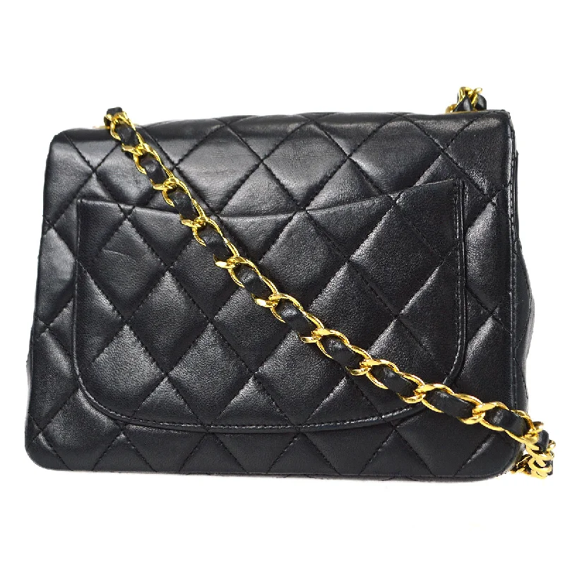 Chanel Classic Flap Bag for Evening PartyCHANEL Classic Flap Mini Square Chain Shoulder Bag Black Lambskin 78392