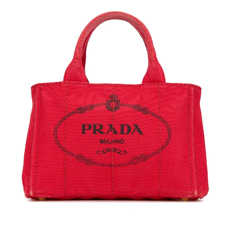 Hermes Victoria Bags with Signature Turnlock ClosuresRed Prada Small Canapa Logo Satchel