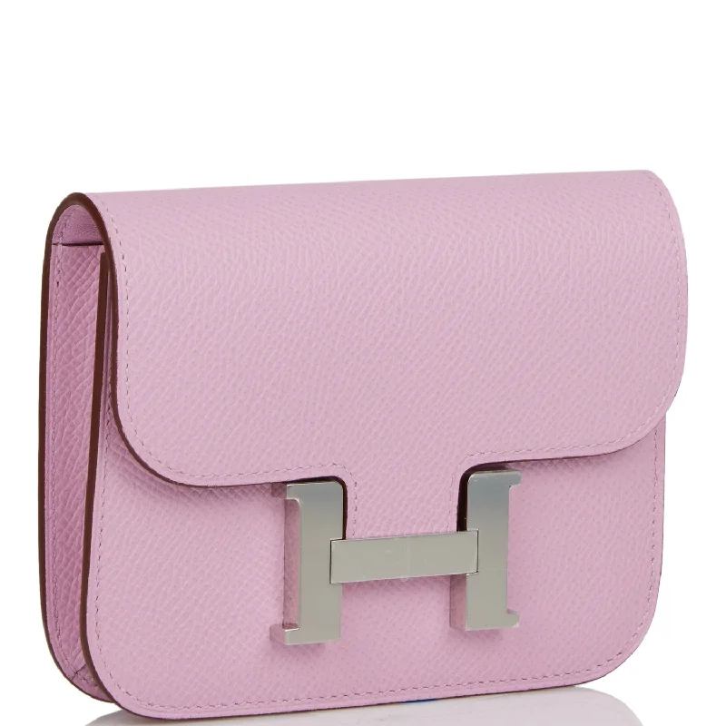 Water - Resistant Hermes Beach Bags for Summer FunHermes Constance Slim Wallet Mauve Sylvestre Epsom Palladium Hardware