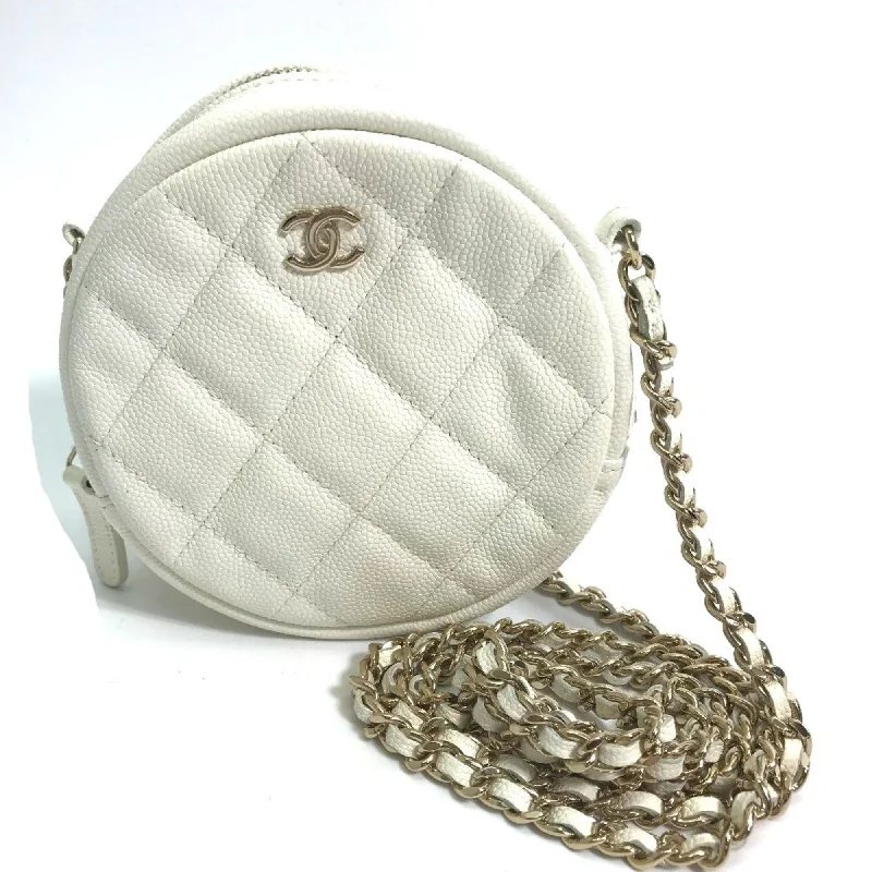 Chanel bags for a polished and professional appearanceChanel CC Mark Round Chain Bag Crossbody Shoulder Bag White Gold